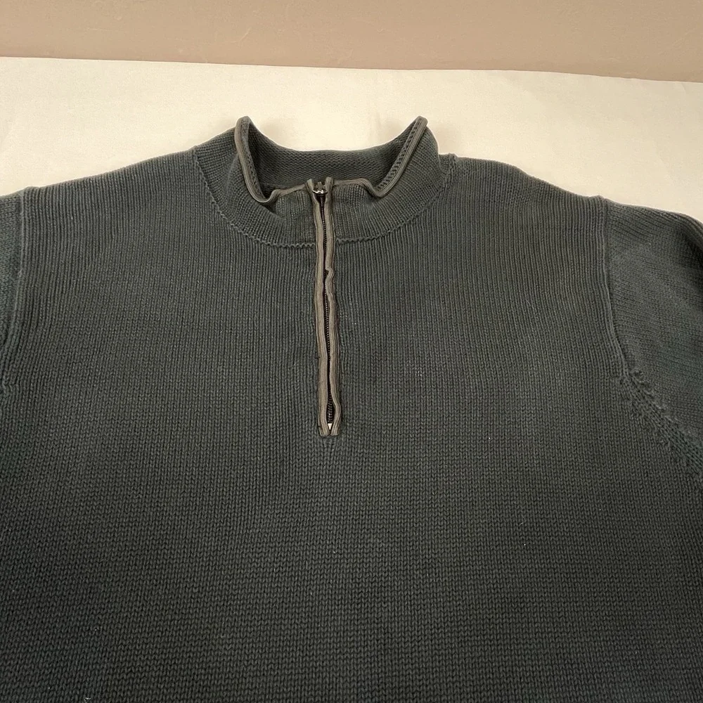 Eddie Bauer Sweater Mens XL Black‎ 1/4 Zip Long Sleeve Made in Australia